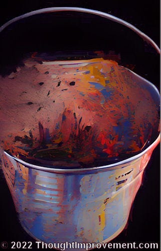 Metal pail to dig out of a hole.
