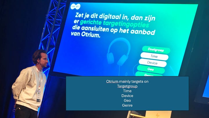 Pictures I made from the presentation from Otrium and Talpa on Audio advertising