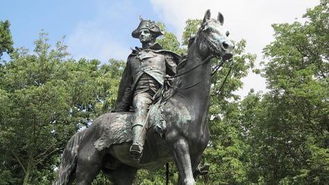 Pictures from Valley Forge Historic National Park in Valley Forge, Pa., including George Washington's headquarters, soldiers log huts, the Memorial Arch, the parade field, and a cannon next to an old tree.