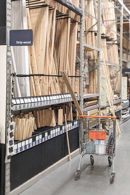 Strip wood aisle DIY store