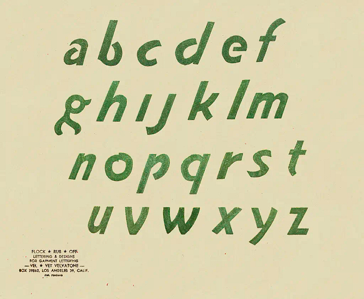 collection of velvet flocked alphabets on cream paper background