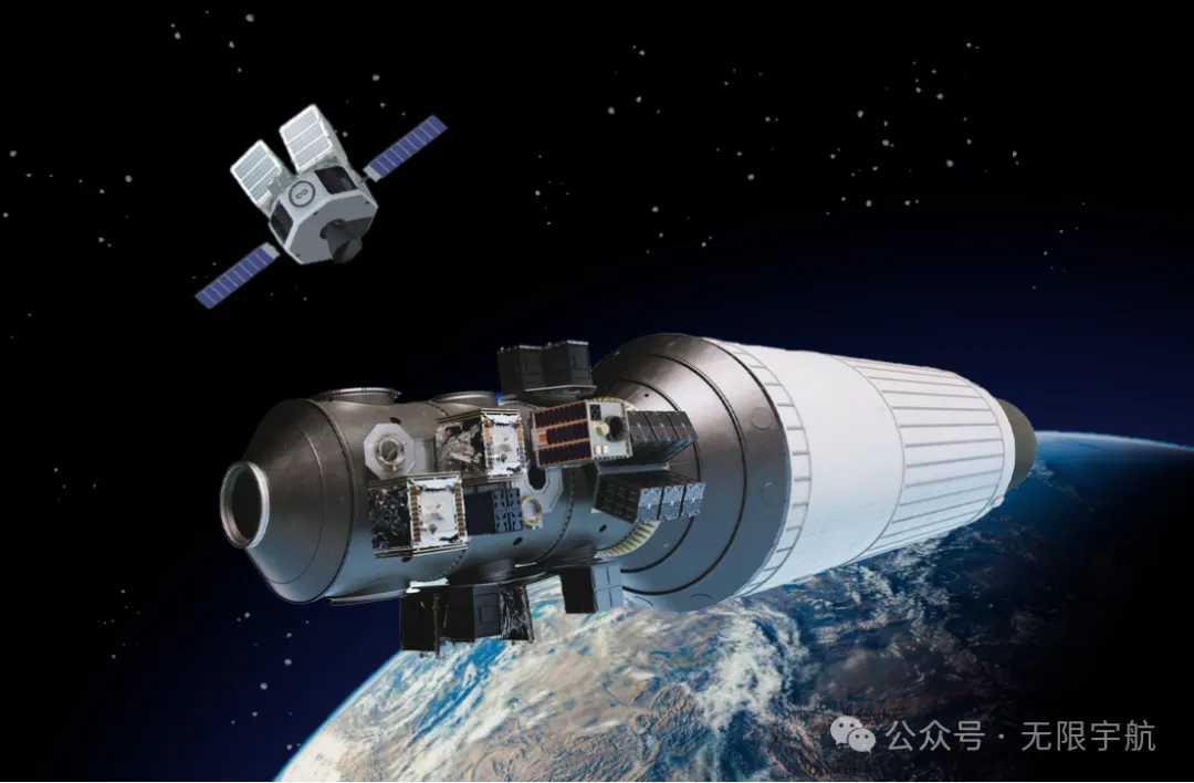 A render of InfinAstro’s orbital transfer vehicle having been deployed from an upper-stage.