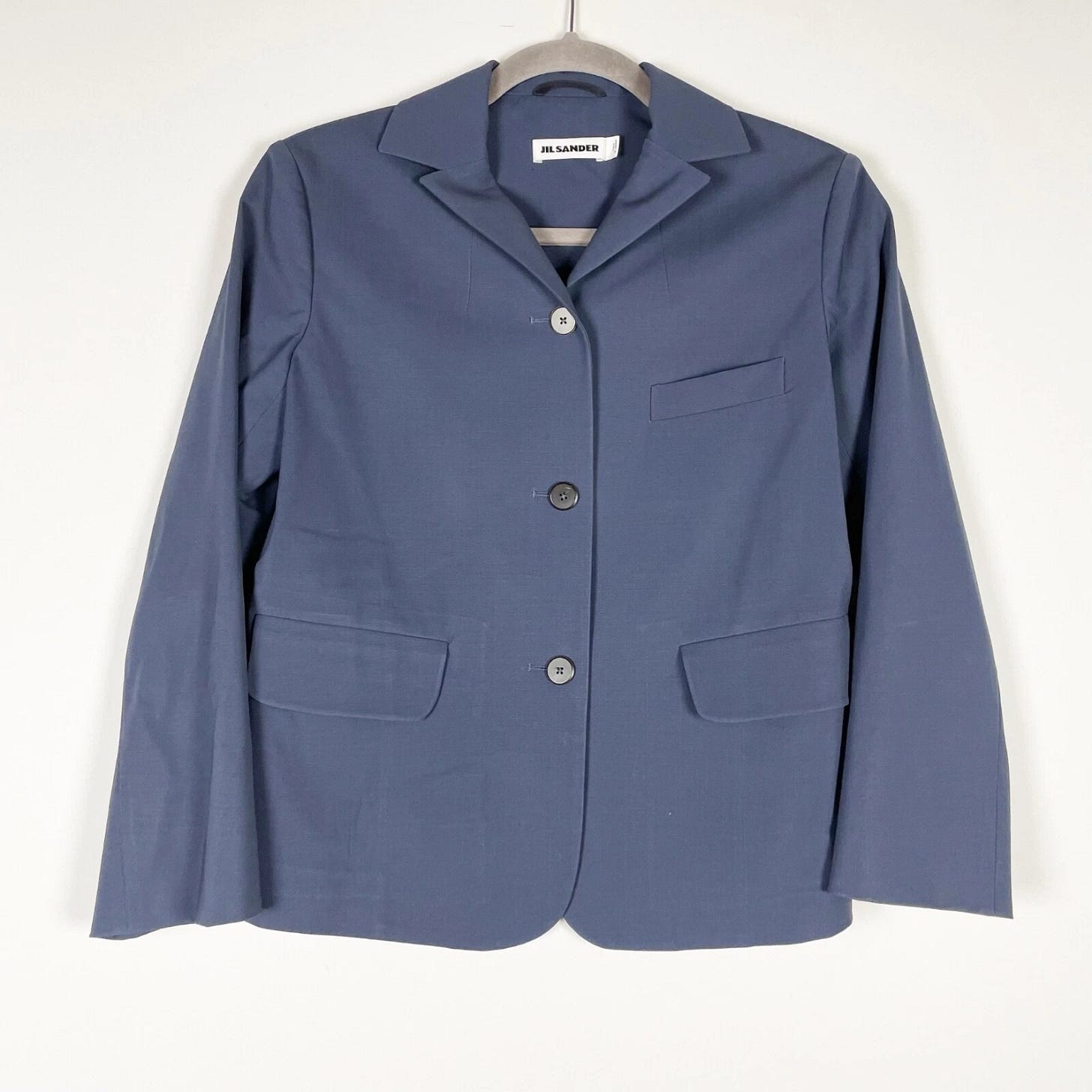 Jil Sander Wool Blend Stretch Three Button Lightweight Collared Blazer Jacket - Picture 1 of 3