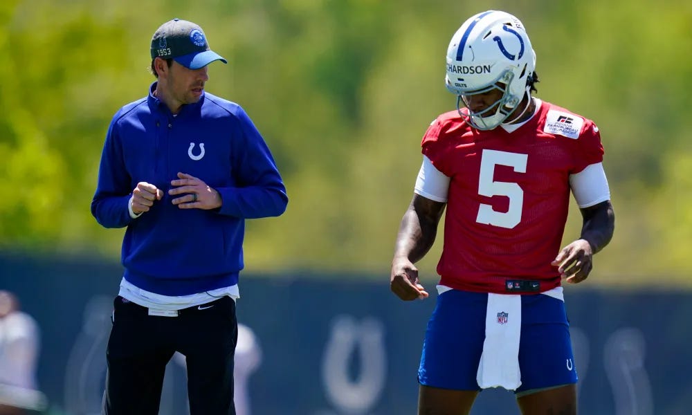 Sahen Steichen y Anthony Richardson 2023. Sahen Steichen y Anthony Richardson 2023.