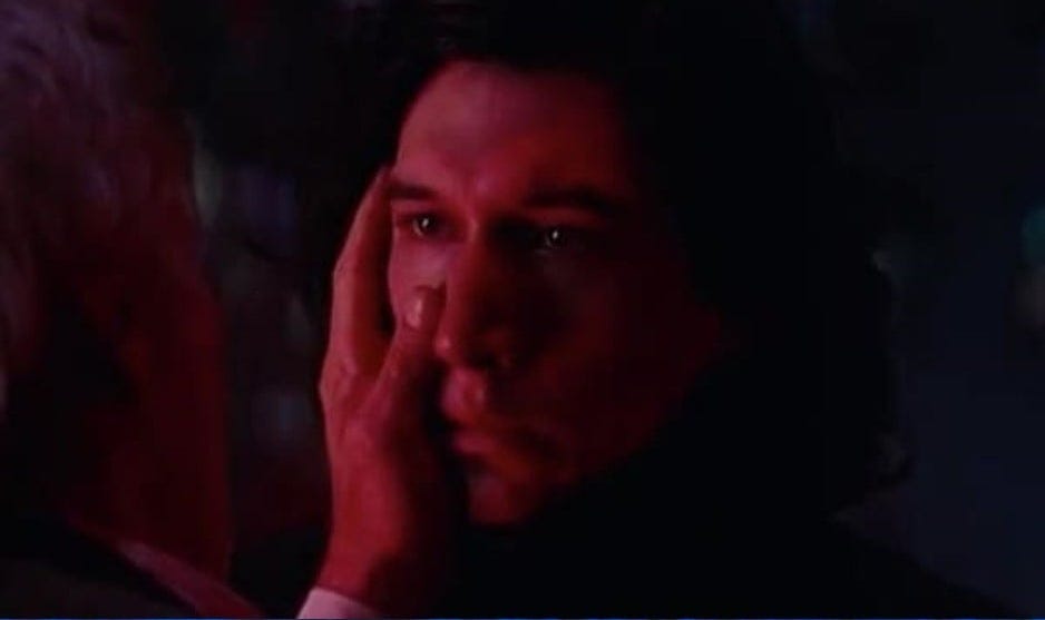In Star Wars: The Force Awakens (2015) Han Solo puts his hand on Kylo Ren's face in the same spot where Rey scars him later. : r/MovieDetails In Star Wars: The Force Awakens (2015) Han Solo puts his hand on Kylo Ren's face in the same spot where Rey scars him later. : r/MovieDetails