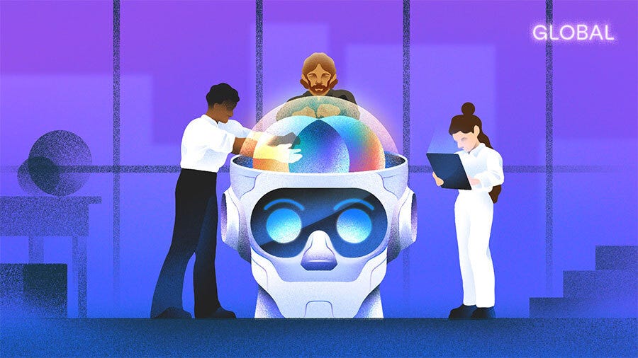 Crunchbase News illustration accompanying its global AI funding report