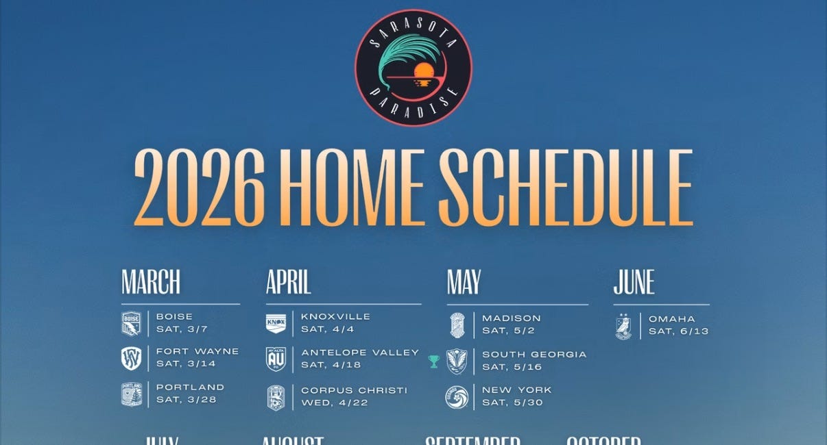 Sarasota Paradise Announces 2026 Home Schedule, Kicks Off New Season at Premier Sports Campus