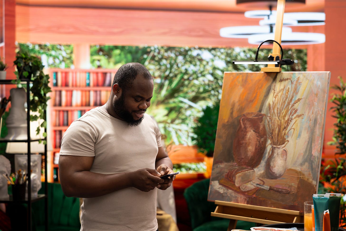 Artist in his studio