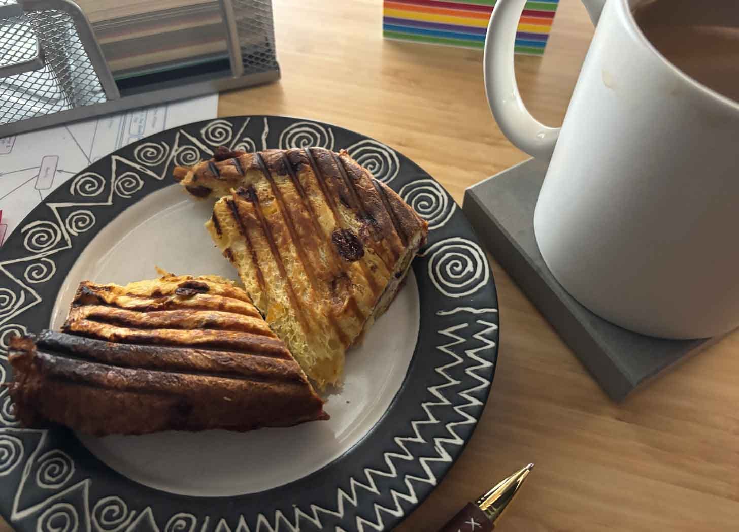 Panettone, Coffee, Desk