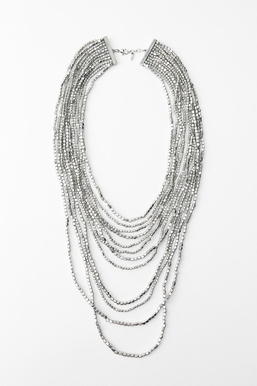 Zara MUKTI-STRAND BEAD NECKLACE - Silver - Image 2 Zara MUKTI-STRAND BEAD NECKLACE - Silver - Image 2