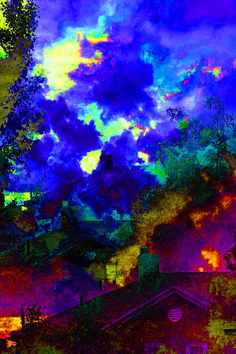 A colorful smoke in the sky

Description automatically generated