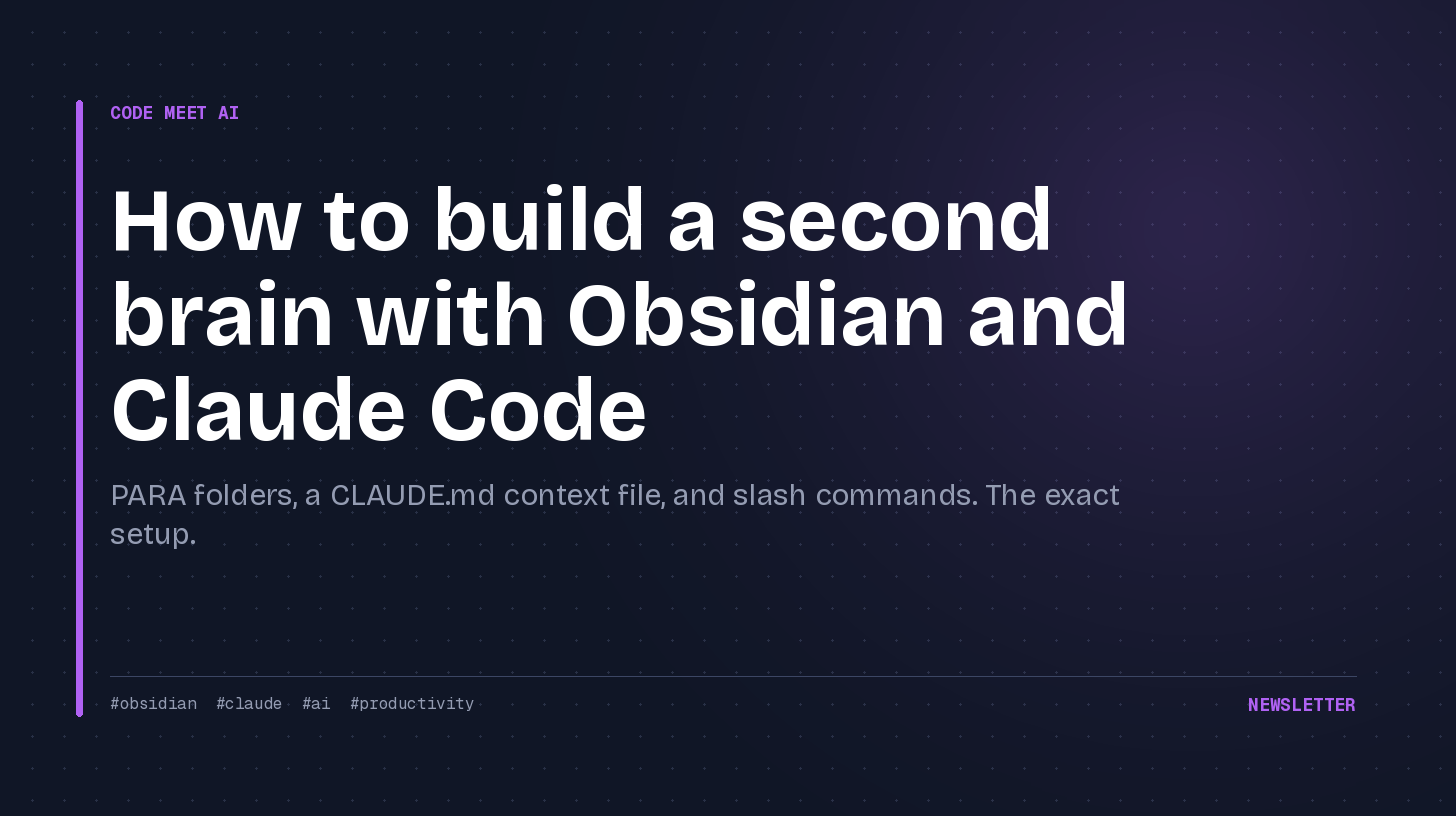 How to build a second brain with Obsidian and Claude Code (step by step)