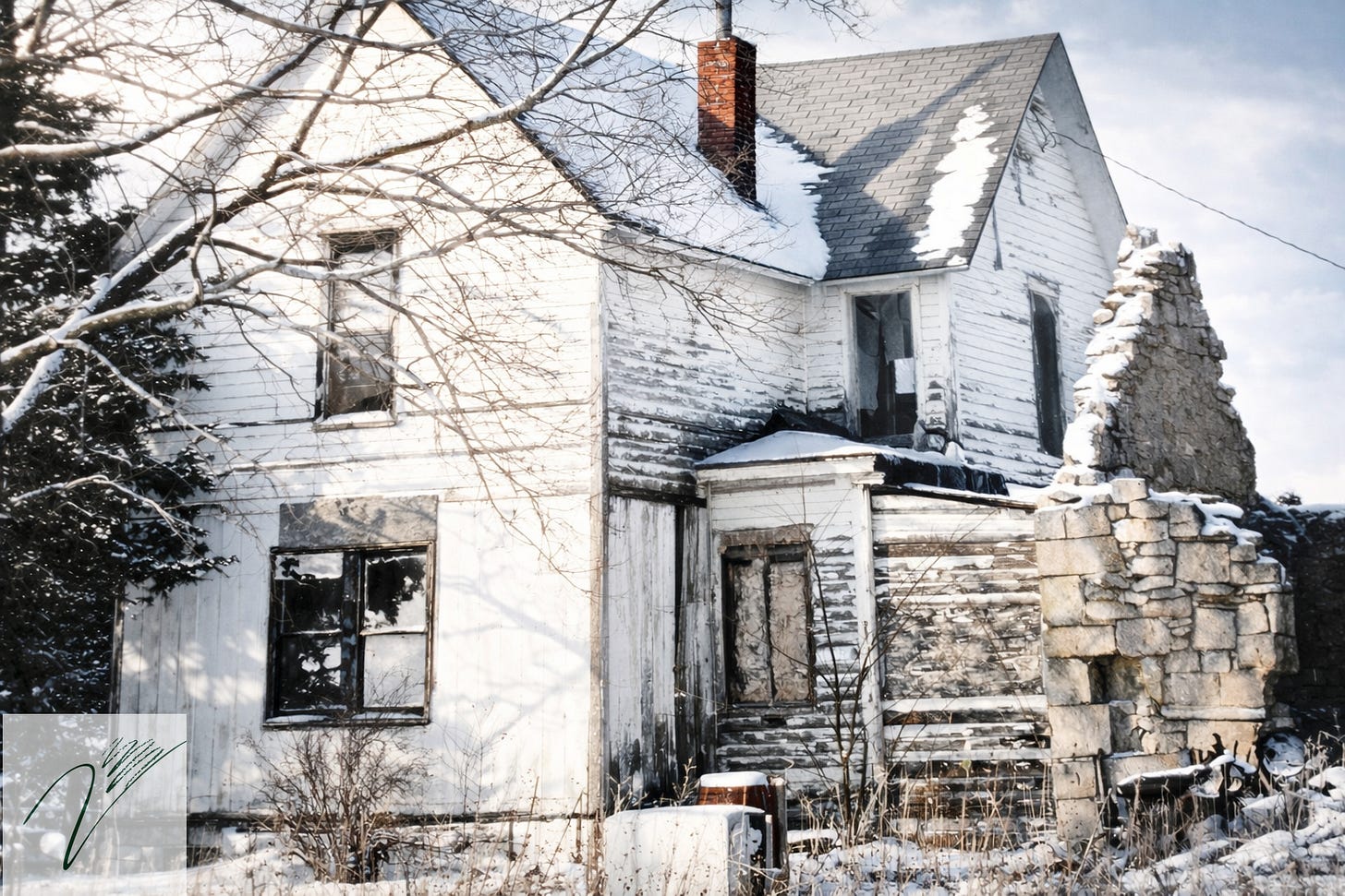 Abandoned house in winter's grasp Abandoned house in winter's grasp