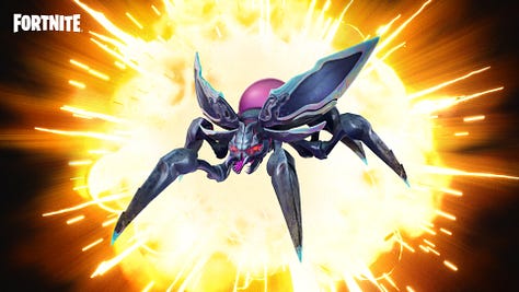 Alien bugs of a purple and dark cyan color.