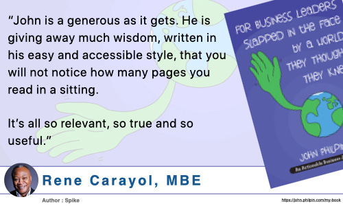 Rene Carayol’s testimonial for my book.