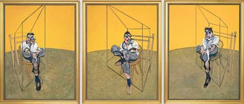 Bacon's triptych of his friend and rival Lucian Freud, painted three times over Bacon's triptych of his friend and rival Lucian Freud, painted three times over