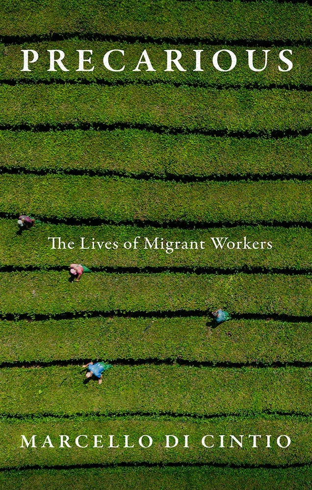 A book cover that shows migrant workers working in the field. 