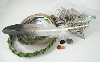 Native American Indian Sacred Smoke Bowl Blessing Smudge Kit Native American Indian Sacred Smoke Bowl Blessing Smudge Kit