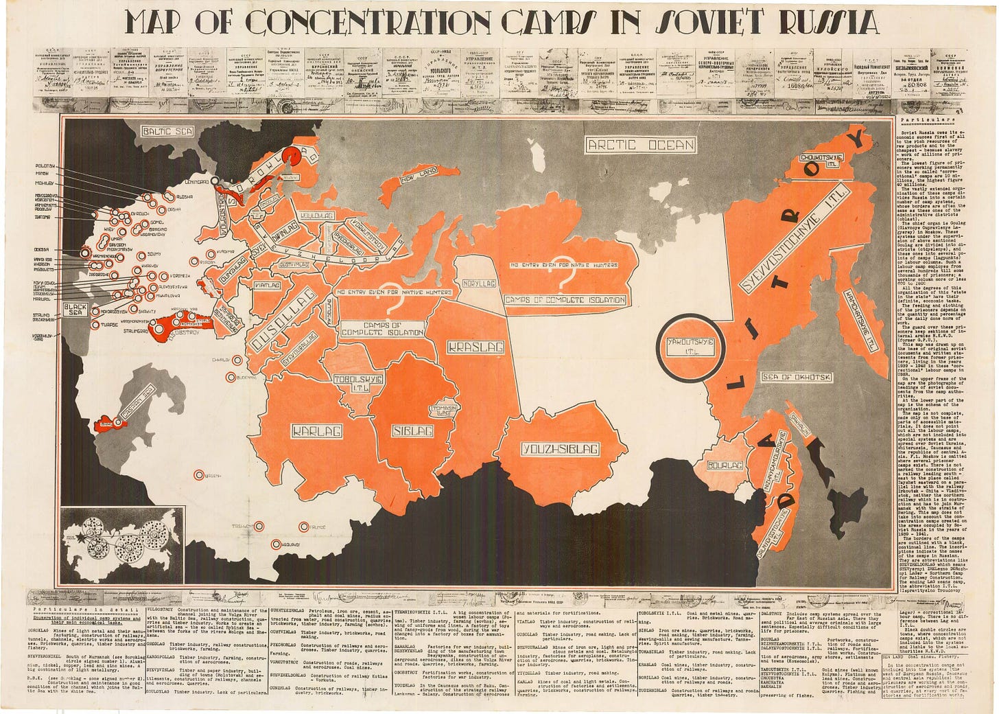 Map documenting the extent of the Soviet gulag system - Rare & Antique Maps