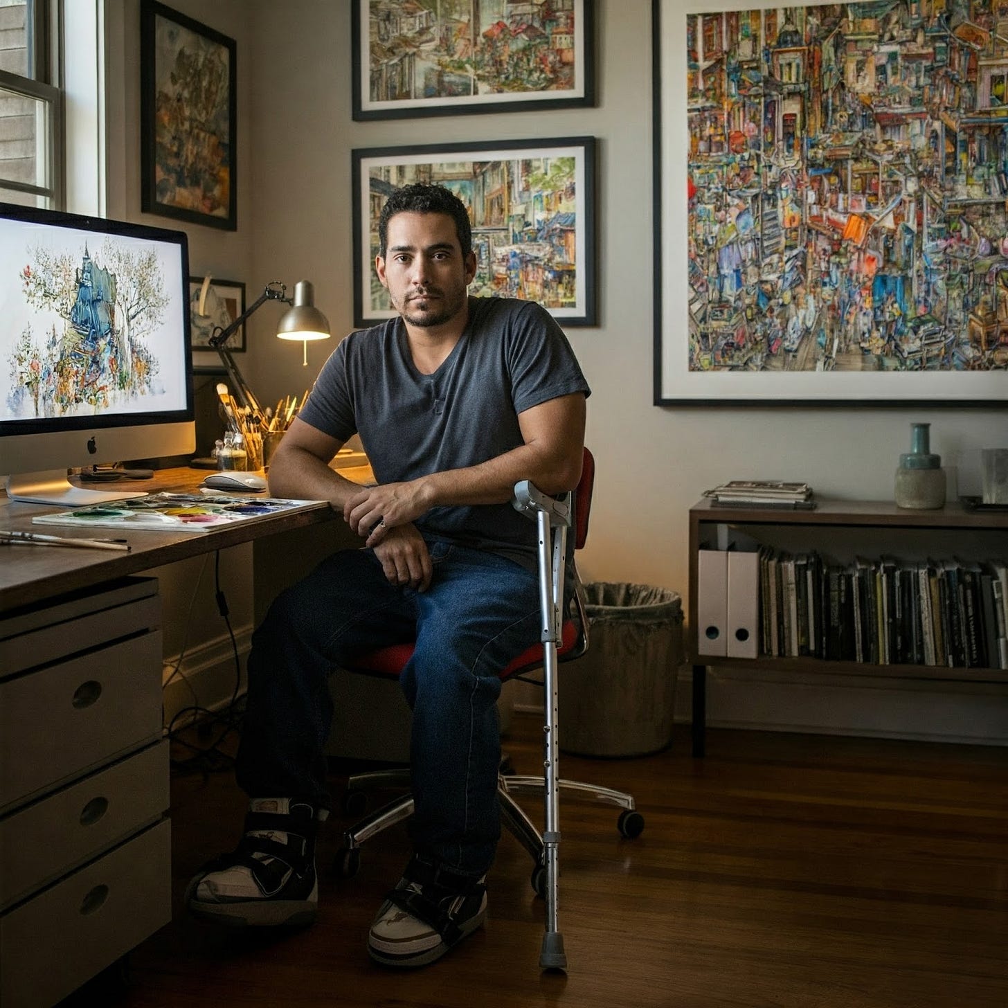 Avatar image of Gabriel Gaudin at his desk at Cajun Chronicles Podcast Corporation. 
