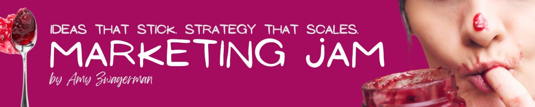 Promotional graphic for Marketing Jam. A Substack by Amy Zwagerman.