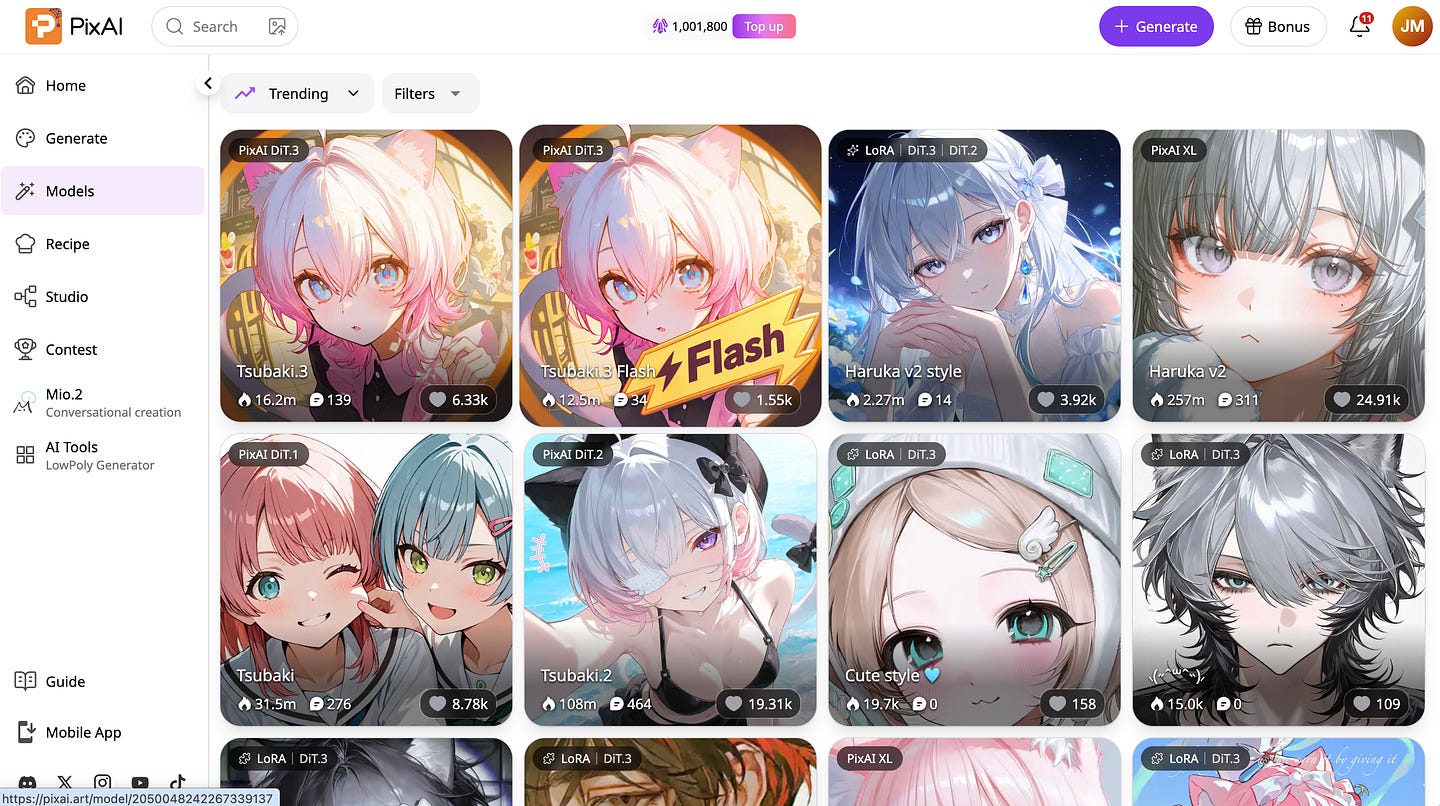 PixAI image models dashboard PixAI image models dashboard