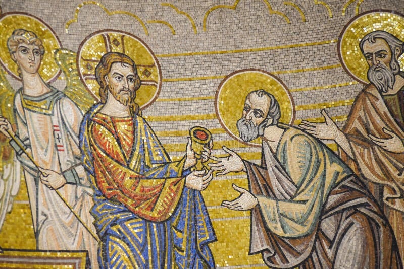 Mosaic Icon of Jesus Christ Communion of the Apostles Editorial Stock Image  - Image of prayer, byzantium: 243869534