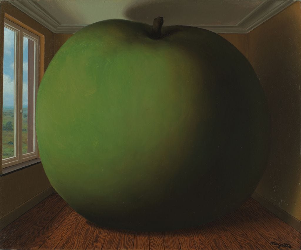 René Magritte, The Listening Room (La chambre d'écoute), 1952. Menil Collection, Houston.