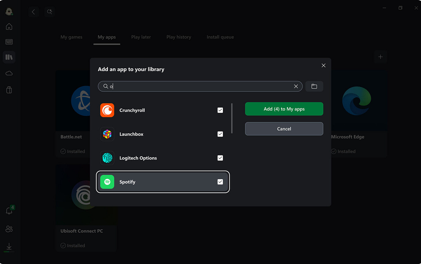 Unified game library on ROG Xbox Ally X — adding apps from Steam, Epic, GOG, and more
