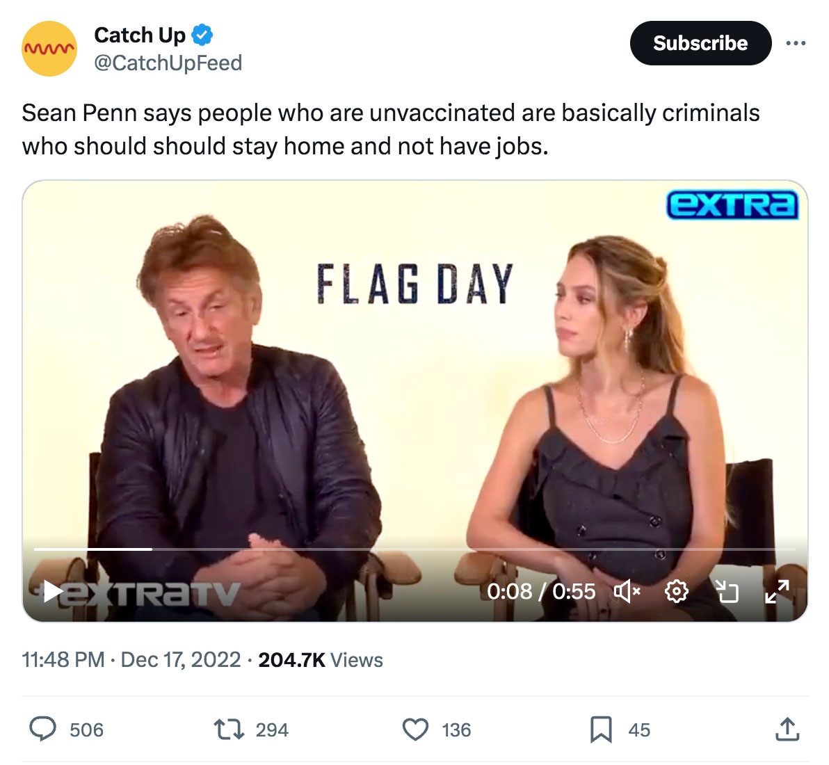 Sean Penn: Extra Interview on the Unvaccinated as Criminals Sean Penn: Extra Interview on the Unvaccinated as Criminals