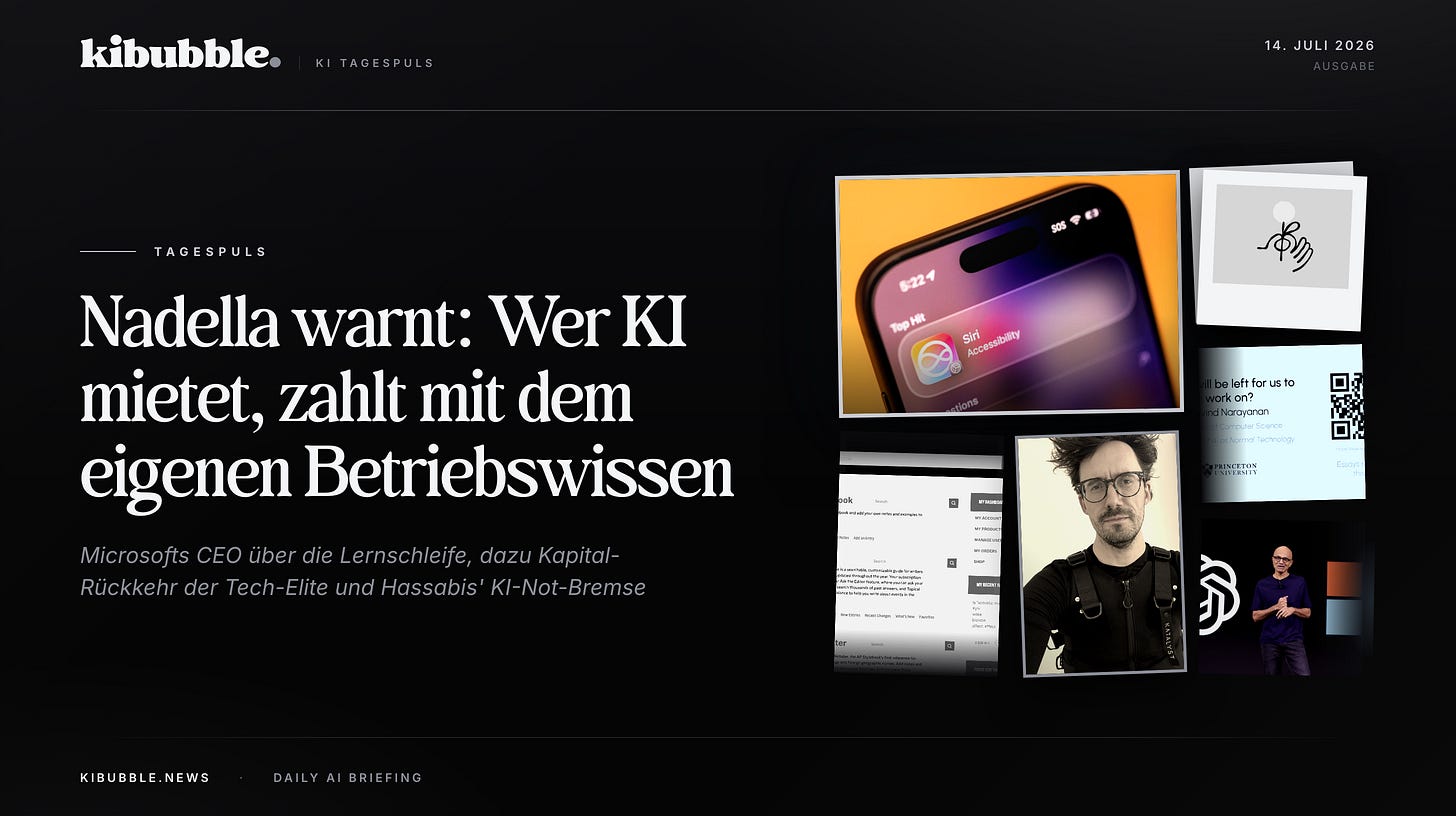 Nadella warnt: Wer KI mietet, zahlt mit dem eigenen Betriebswissen Nadella warnt: Wer KI mietet, zahlt mit dem eigenen Betriebswissen