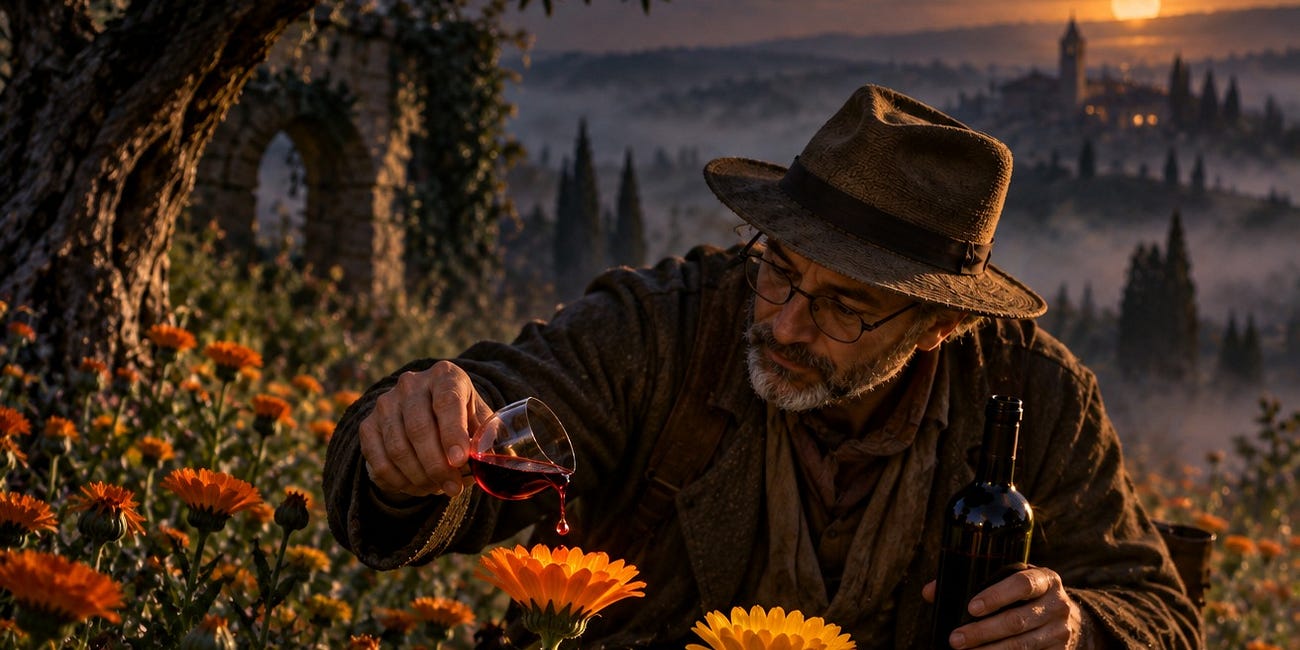 Uma taça de vinho para as calêndulas