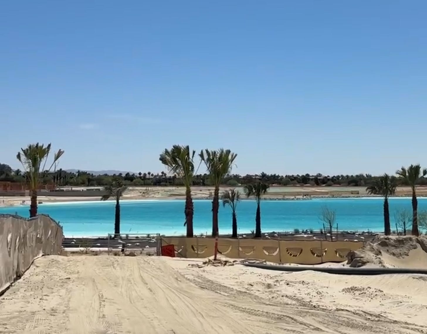 The lake being built glimmering
