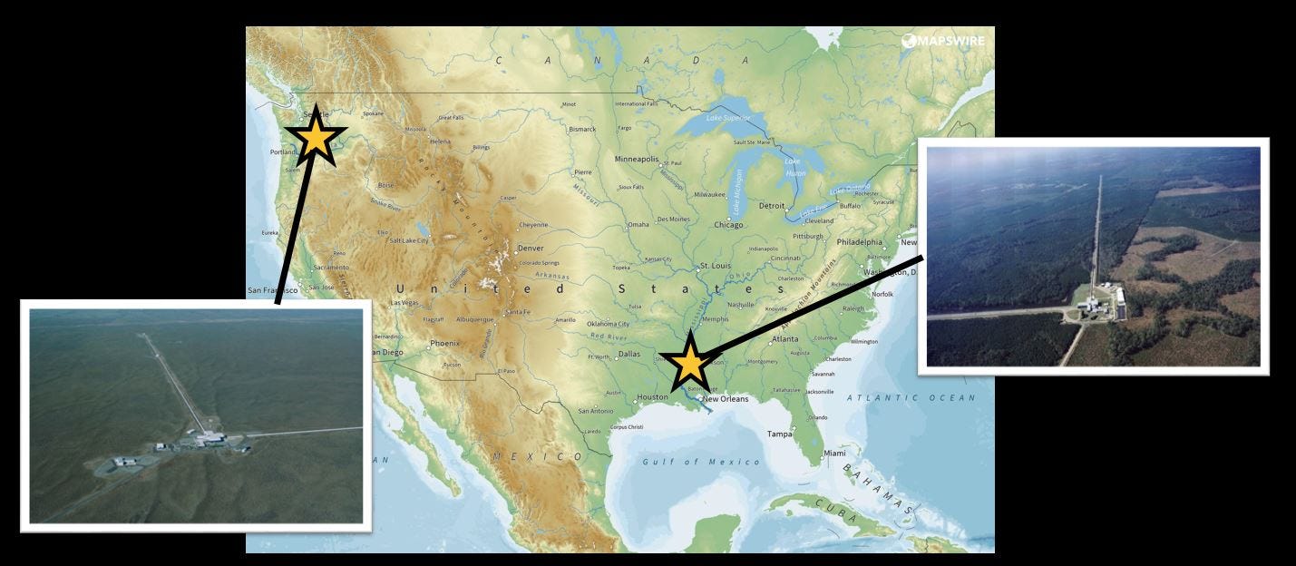 US map with LIGO WA and LA US map with LIGO WA and LA