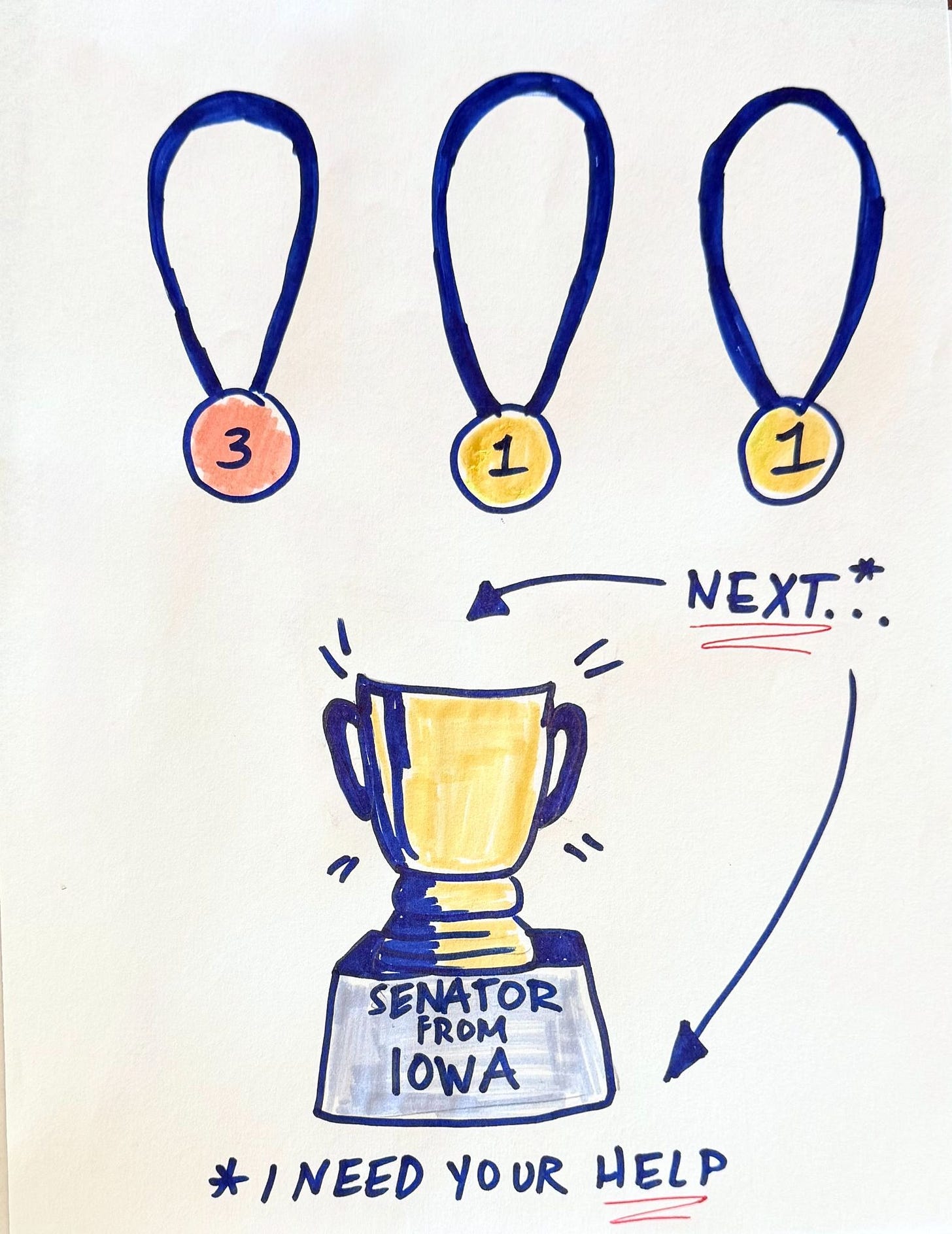 1 bronze medal. 2 gold medals. But winning a place in the United States Senate will be the most rewarding victory of my life.