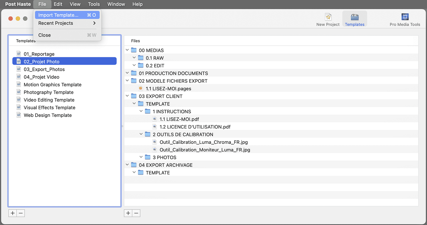 Importation de la template dans Post Haste