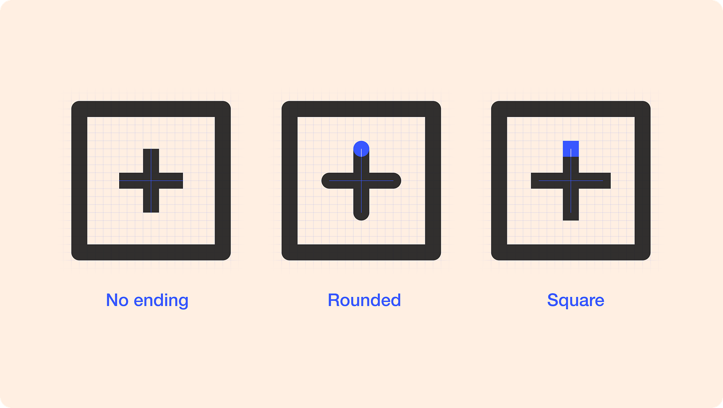 stroke endings: no ending, rounded, squere