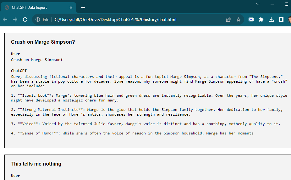 chat.html file with ChatGPT history