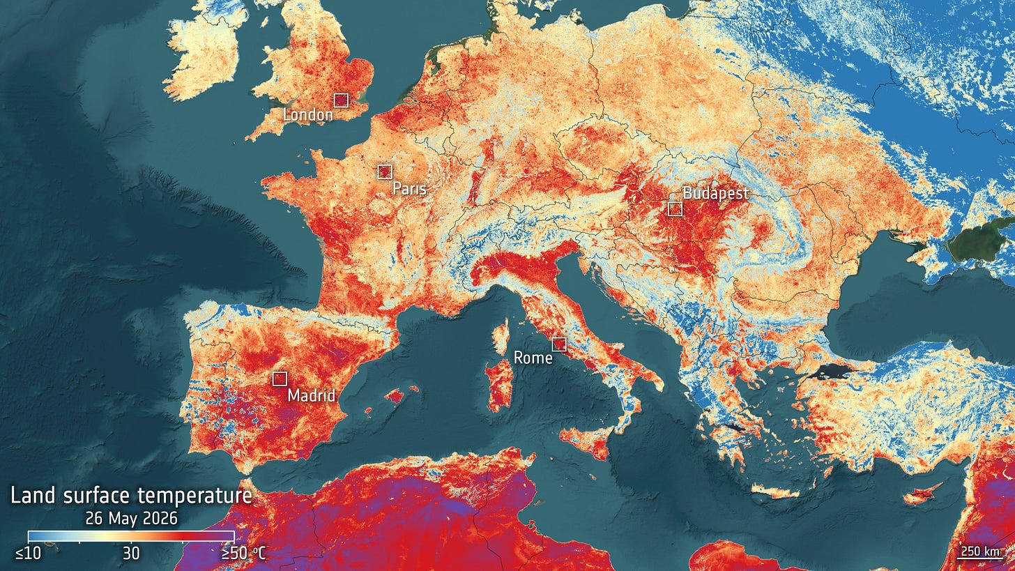 a map of europe colored in reds and yellows