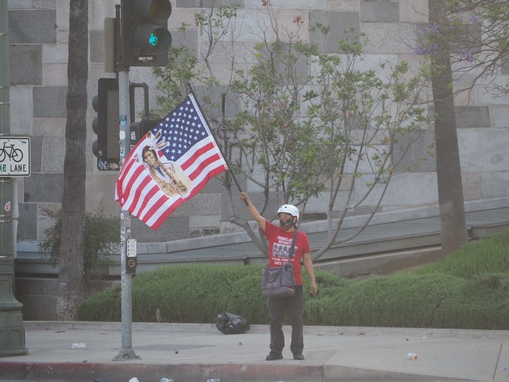 LAPD clashes with protesters near Los Angeles City Hall.