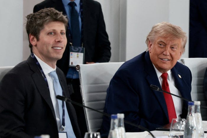 Sam Altman and Donald Trump attend a working lunch at the G7 Summit.