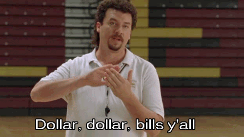 a man in a white shirt says " dollar dollar bills y 'all " a man in a white shirt says " dollar dollar bills y 'all "