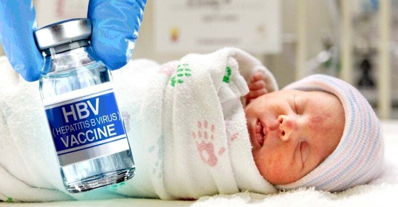 newborn baby and hep b vaccine bottle