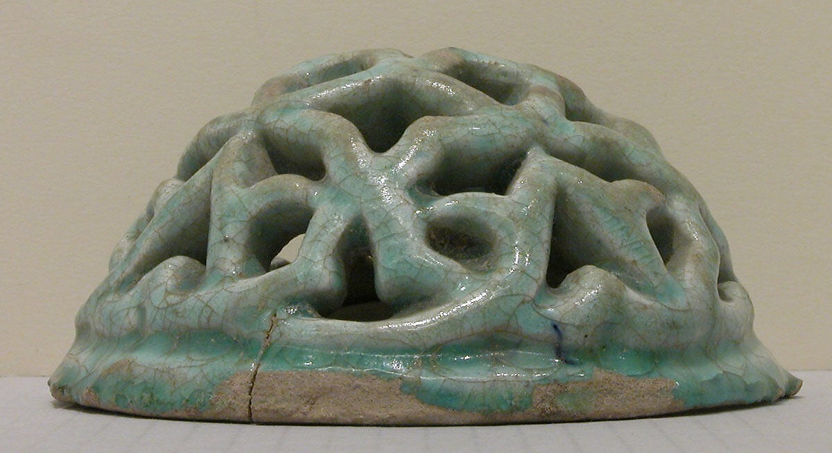 Architectural Boss, Stonepaste; molded, carved, and glazed