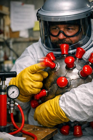 Scientist flicking virus nodule