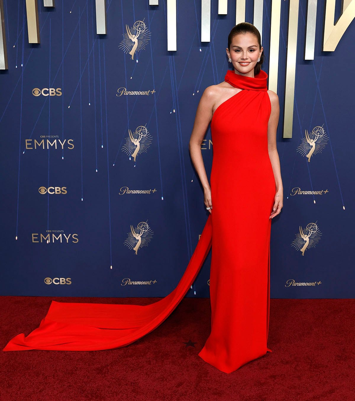 Selena Gomez Proves Red Is Her Colour at the Emmys in Louis Vuitton