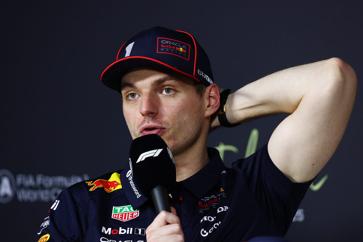 Max Verstappen speaks at the Drivers Press Conference during the F1 Grand Prix of Saudi Arabia at Jeddah Corniche Circuit. Photo Credit: Getty Images / Red Bull Content Pool Max Verstappen speaks at the Drivers Press Conference during the F1 Grand Prix of Saudi Arabia at Jeddah Corniche Circuit. Photo Credit: Getty Images / Red Bull Content Pool