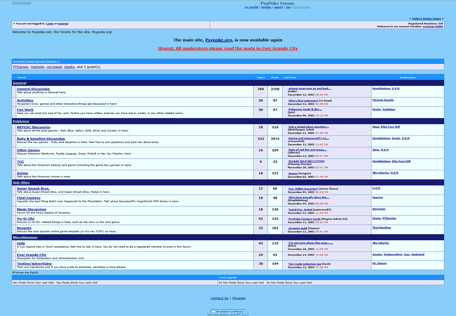 Psypoke forums from December 2003