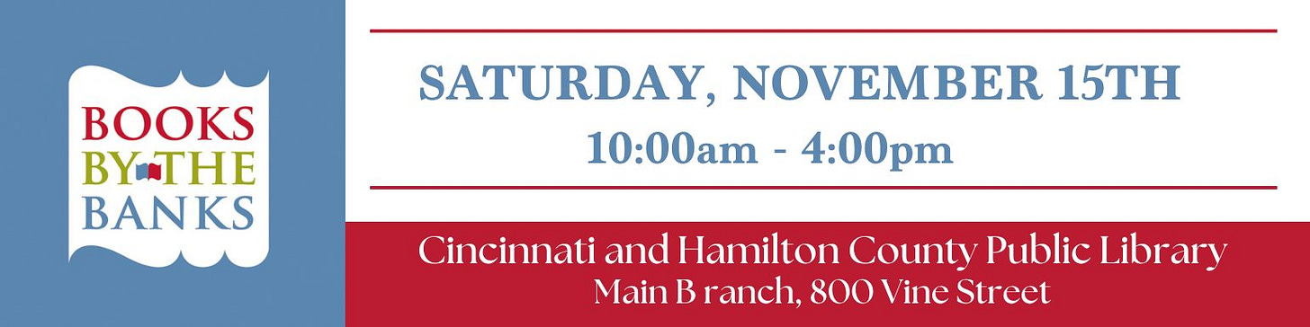 books by the banks november 15 10am to 4pm at Cincinnati Library Main branch
