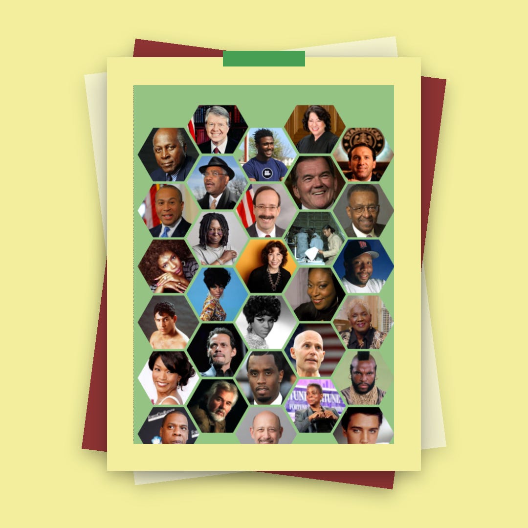 Collage of renowned individuals including U.S. President Jimmy Carter, Whoopi Goldberg, Kenny Rogers, Florida Governor Rick Scott, Lloyd Blankfein, Ursula Burns, Howard Schultz, and Marc Anthony, all of whom have experienced living in public or affordable housing during their early lives, showcasing the transformative power of housing assistance.